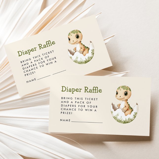 Cartão De Informações Raffle Chá de fraldas do Dinossauro Bonito (Criador carregado)