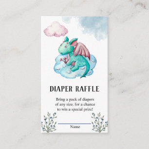 Cartão De Informações Raffle Chá de fraldas do Dragão Whimsical