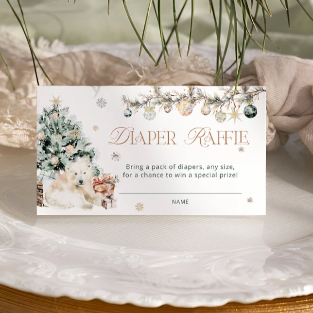 Cartão De Informações Raffle Chá de fraldas do Urso Polar Cinto de inver (Criador carregado)