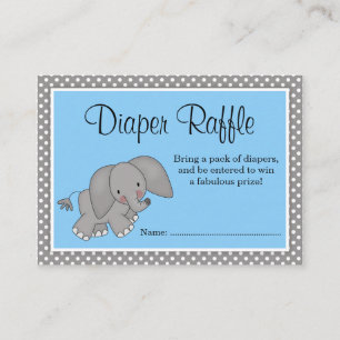 Cartão De Informações Raffle Chá de fraldas Elefante Azul