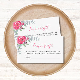 Cartão De Informações Raffle Chá de fraldas Floral Fralda