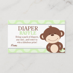 Cartão De Informações Raffle Chá de fraldas Fralda de Macaco Bonito
