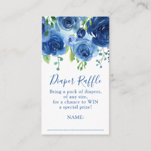 Cartão De Informações Raffle Chá de fraldas Fralda de Menino Azul Modern