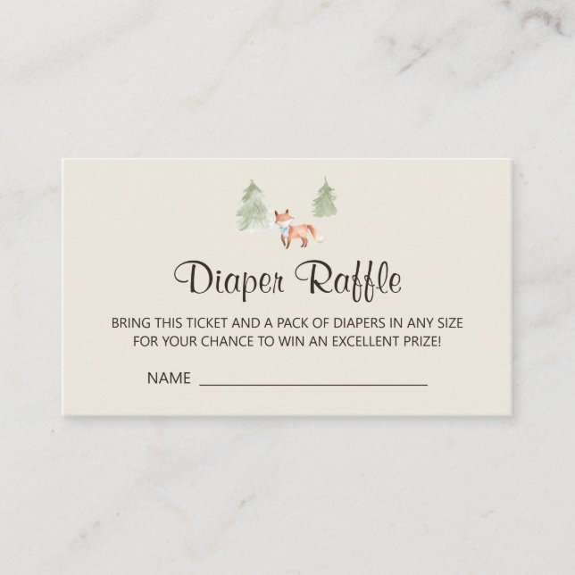 Cartão De Informações Raffle Chá de fraldas Fralda Fox Boy (Frente)