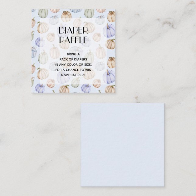 Cartão De Informações Raffle Chá de fraldas Fralda Pumpkin Azul (Frente/Verso)