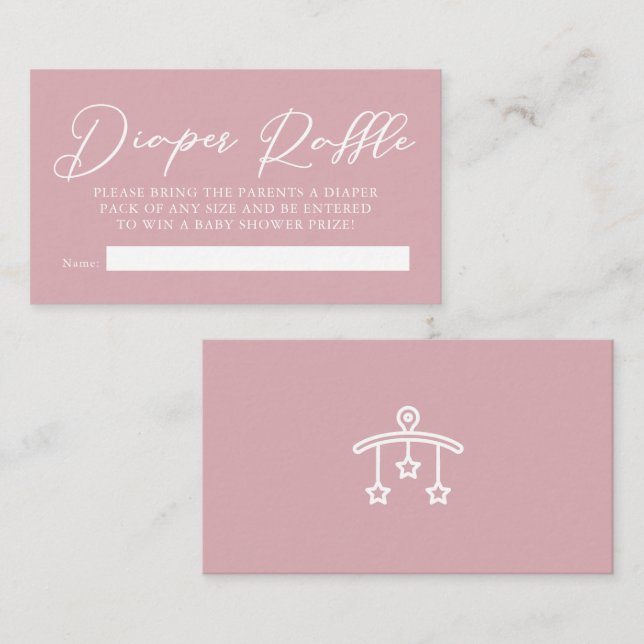 Cartão De Informações Raffle Chá de fraldas rosa-Rosa Dusty (Frente/Verso)
