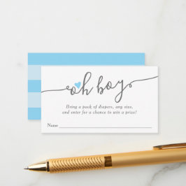 Cartão De Informações Raffle Chá de fraldas Simples Blue Heart Boy