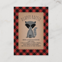 Cartão De Informações Raffle da Fralda da Xadrez Raccoon