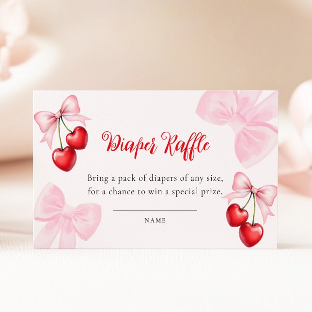 Cartão De Informações Raffle da Fralda de Cherry Arco rosa (Criador carregado)
