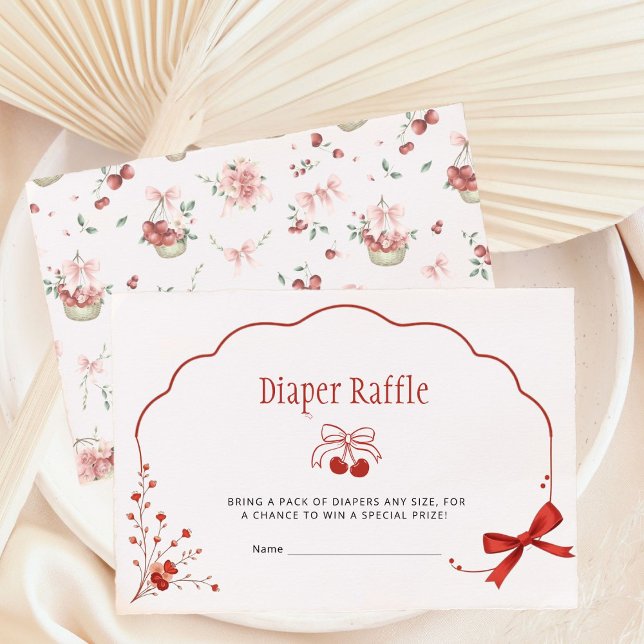 Cartão De Informações Raffle da Fralda de Cherry Arco rosa (Criador carregado)