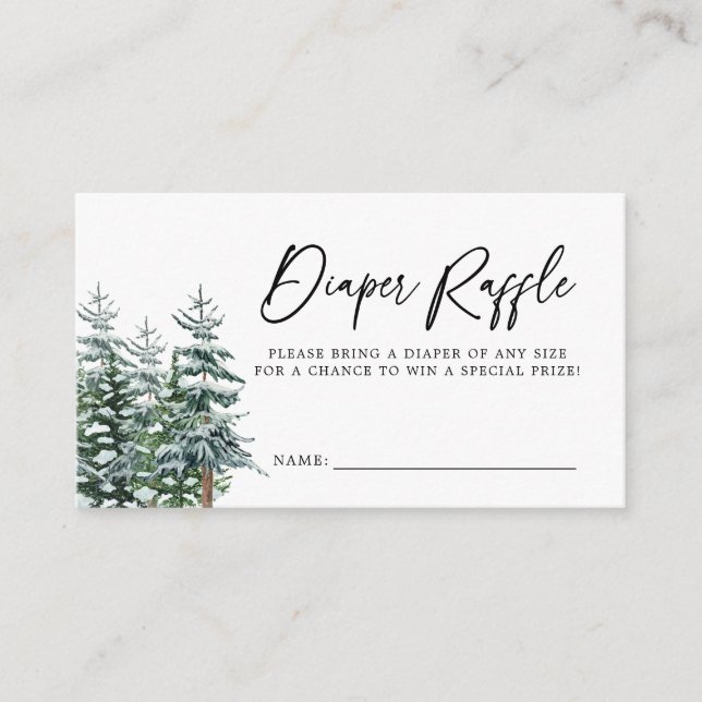 Cartão De Informações Raffle da Fralda de inverno do Natal Moderno (Frente)