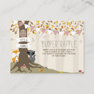 Cartão De Informações Raffle da fralda do bebé das criaturas da florest