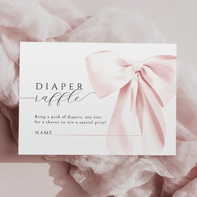 Cartão De Informações Raffle da Fralda do Chá de fraldas rosa (Criador carregado)
