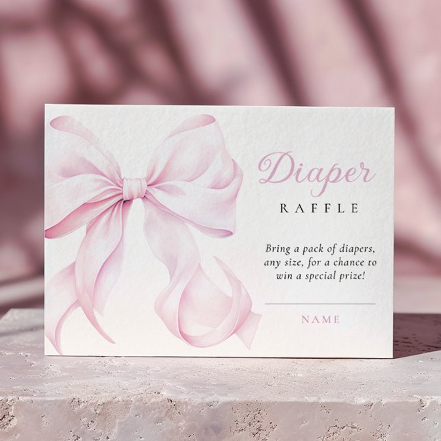 Cartão De Informações Raffle da Fralda do Chá de fraldas rosa (Criador carregado)