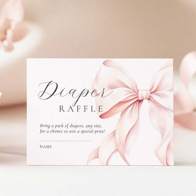Cartão De Informações Raffle da Fralda do Chá de fraldas rosa (Criador carregado)