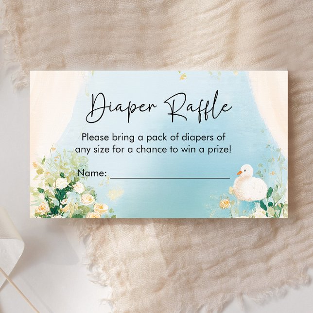 Cartão De Informações Raffle da Fralda do Cisne Elegante (Swan Baby Shower Diaper Raffle)