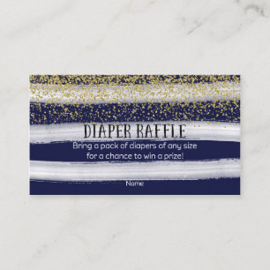 Cartão De Informações Raffle de Fralda azul-Chá de fraldas Dourado e Mar