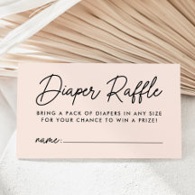 Raffle de Fralda Blush de Chá de fraldas Bold Scri