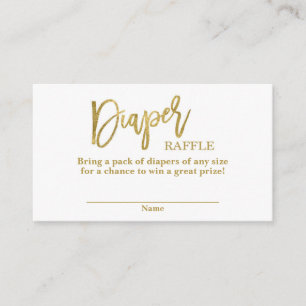 Cartão De Informações Raffle de Fralda branco e Dourado