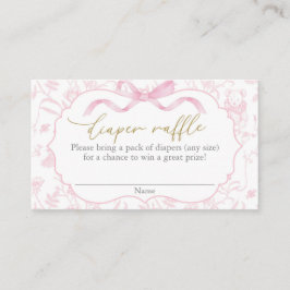 Cartão De Informações Raffle de Fralda Chá de fraldas rosa