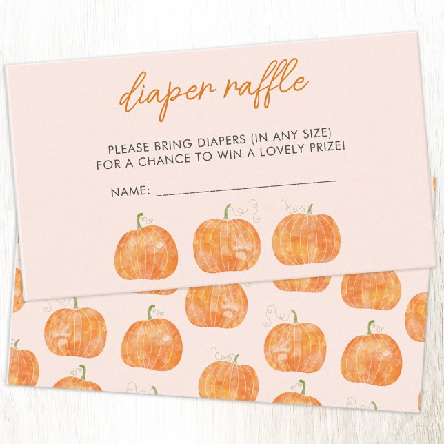 Cartão De Informações Raffle de Fralda de Abóbora (Pumpkin baby shower autumn fall diaper raffle enclosure card)