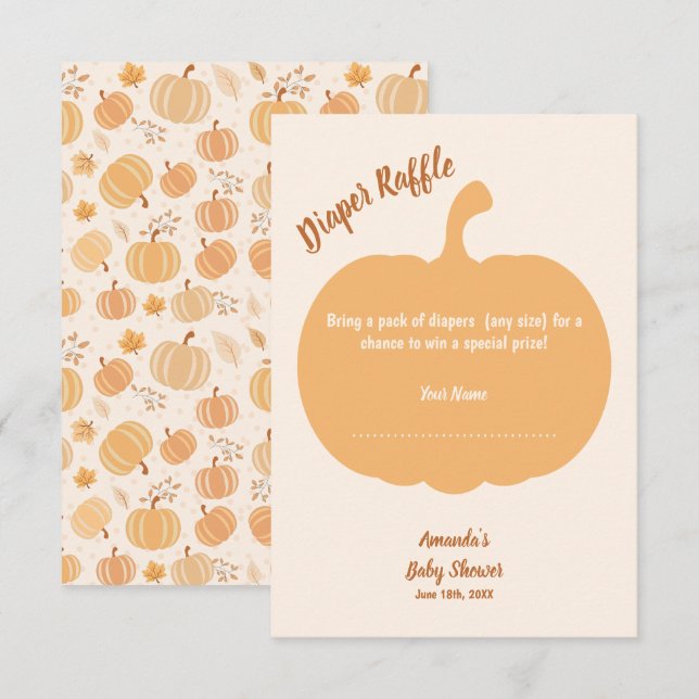 Cartão De Informações Raffle de Fralda de Abóbora de Outono (Frente/Verso)
