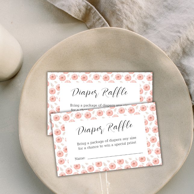 Cartão De Informações Raffle de Fralda de Abóbora Doce (Sweet Pumpkin Baby Shower Diaper Raffle Enclosure Card)