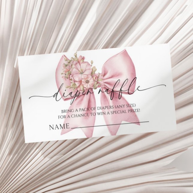 Cartão De Informações Raffle de Fralda de Arco Floral Rosa (Criador carregado)