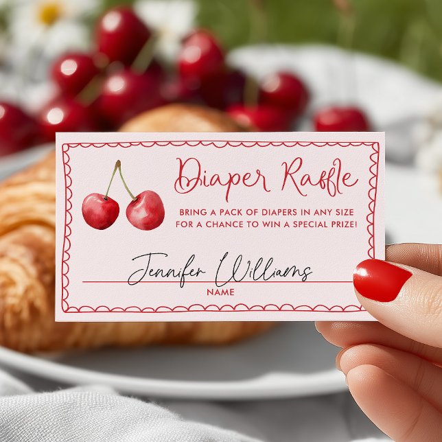 Cartão De Informações Raffle de Fralda de Cereja Whimsical (Criador carregado)