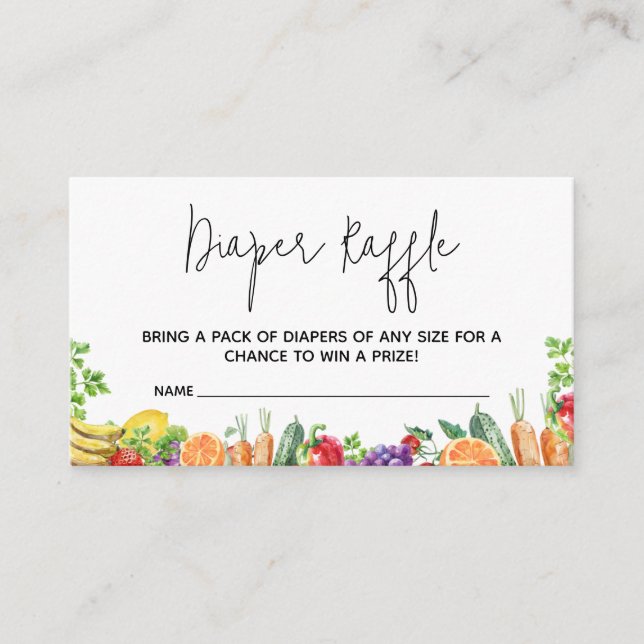 Cartão De Informações Raffle de Fralda de Chá de fraldas crescido localm (Frente)