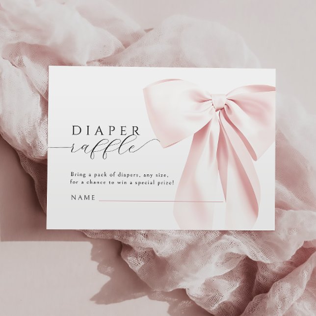 Cartão De Informações Raffle de Fralda de Chá de fraldas rosa-claro (Criador carregado)