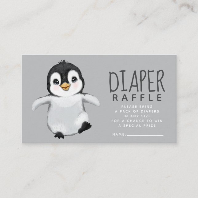 Cartão De Informações Raffle de Fralda de pinguim cômodo (Frente)