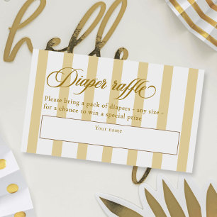 Cartão De Informações Raffle de Fralda de Script e Stripes Elegante