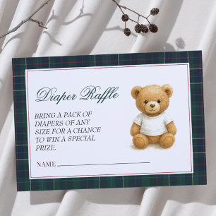 Cartão De Informações Raffle de Fralda do Urso de Teddy Preppy