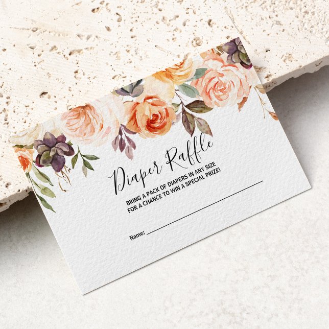 Cartão De Informações Raffle de Fralda Floral Elegante Russo de Outono (Criador carregado)