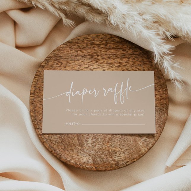 Cartão De Informações Raffle de Fralda Neutra Insere Tan Moderno Minimal (Criador carregado)