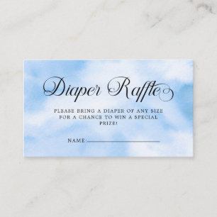 Cartão De Informações Raffle de Fralda Nine Chá de fraldas Azul Moderno