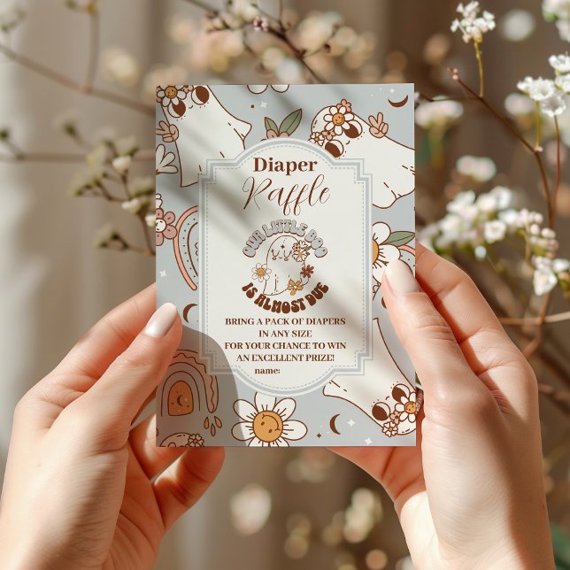 Cartão De Informações Raffle de Fralda Retro Halloween Little Boo (Criador carregado)