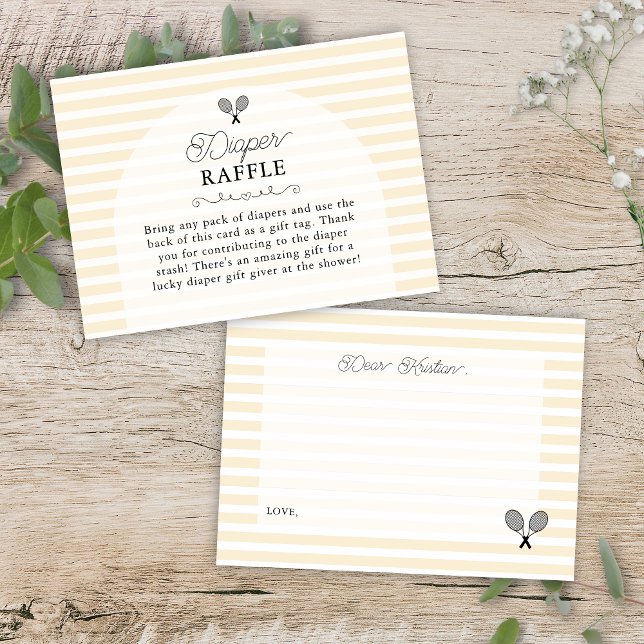 Cartão De Informações Raffle de Fralda Tênis amarelo-pré-disquete (Preppy Butter Yellow Diaper Raffle Baby Shower Game Card Enclosure gift tags for elegant party)
