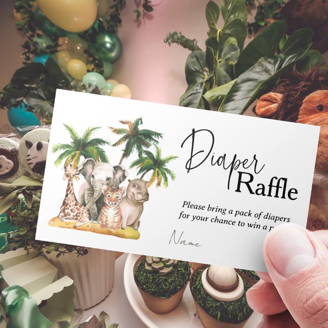 Cartão De Informações Raffle de Fralda Tropical de Animais Safari (Criador carregado)