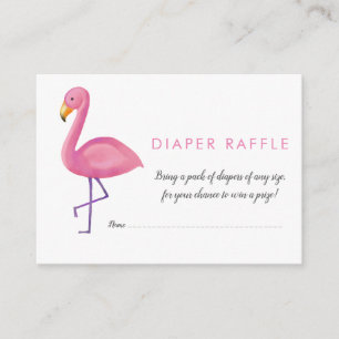 Cartão De Informações Raffle de Fraldas para Chá de Bebê Flamingo Rosa M