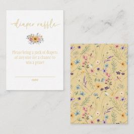 Cartão De Informações Raffle Fralda Amarelo Solido de Flores Selvagens