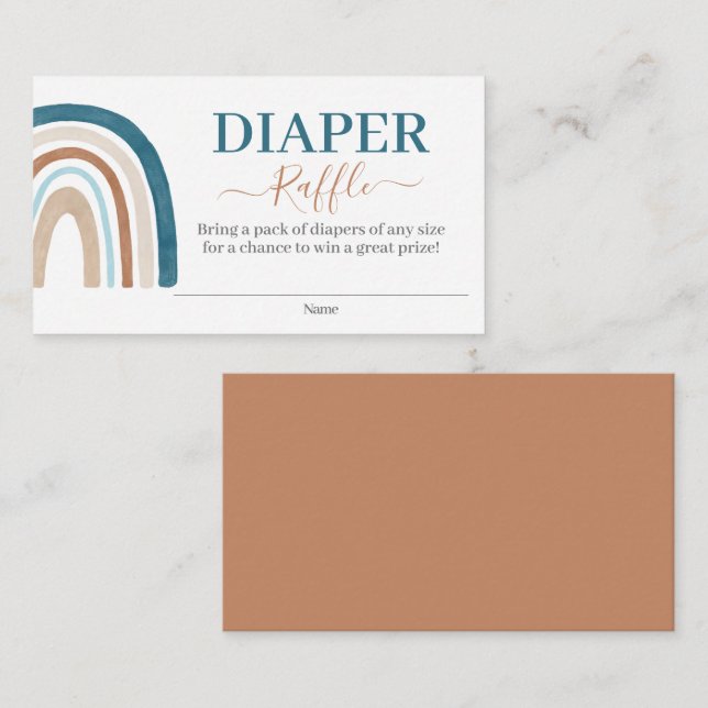 Cartão De Informações Raffle Fralda Arco-Íris Azul (Frente/Verso)