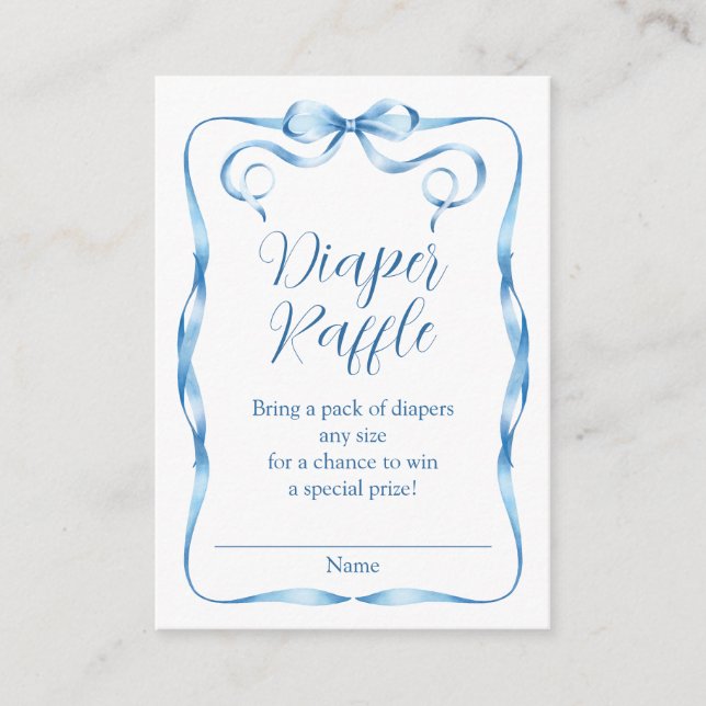 Cartão De Informações Raffle Fralda Azul de Fita de Água (Frente)