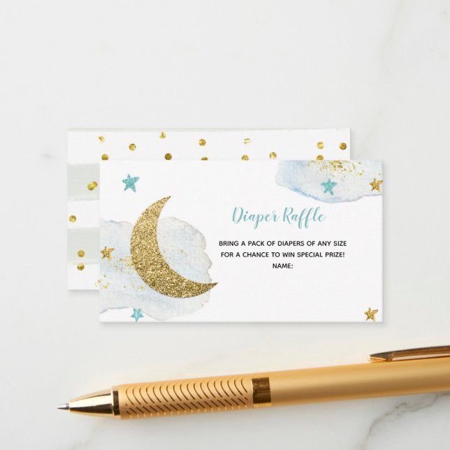 Cartão De Informações Raffle Fralda Azul Moderno (Frente/Verso In Situ)