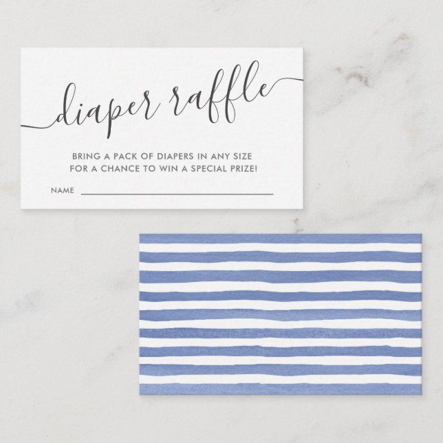 Cartão De Informações Raffle Fralda Azul Moderno (Frente/Verso)