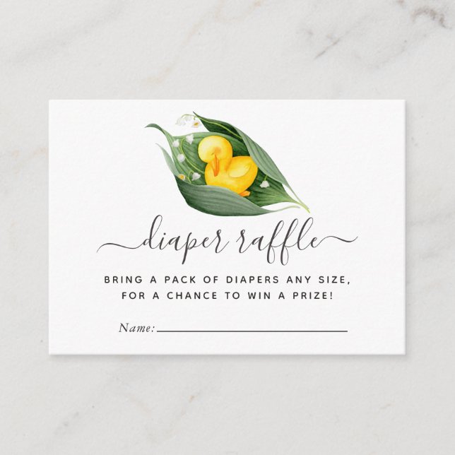 Cartão De Informações Raffle Fralda Chá de fraldas primavera Ducking (Frente)