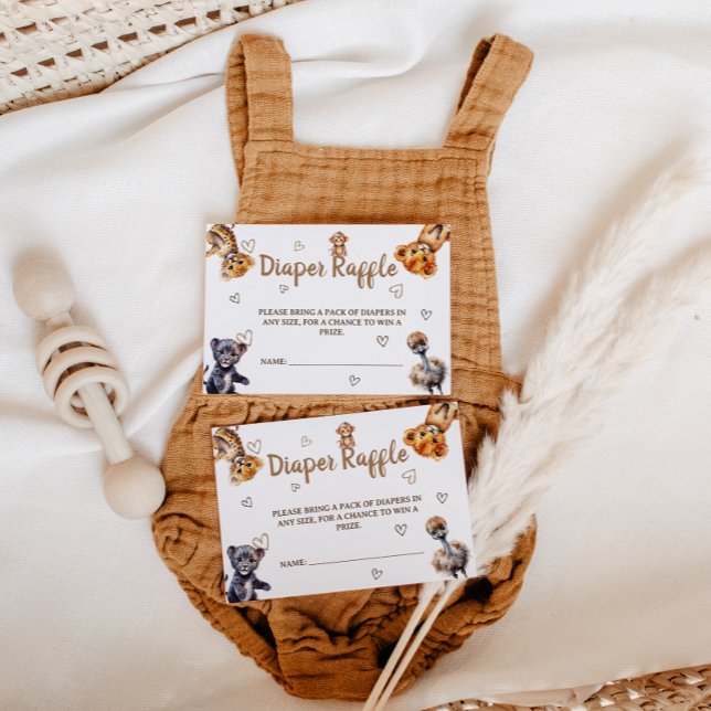 Cartão De Informações Raffle Fralda de Animais Safari Moderno (Criador carregado)