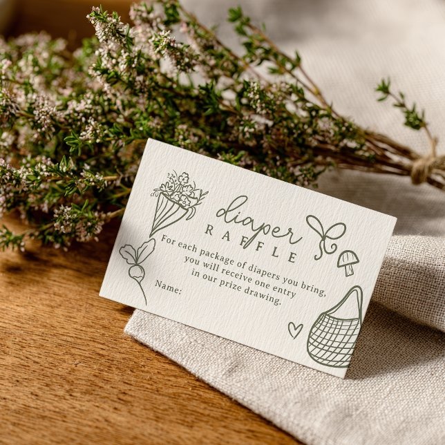 Cartão De Informações Raffle, Fralda de mercado russa de fazendeiro loca (Locally Grown Rustic Farmer’s Market Diaper Raffle Enclosure Card)