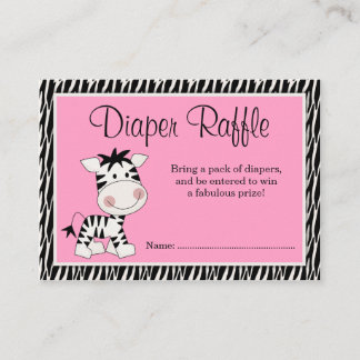 Cartão De Informações Raffle Fralda de zebra rosa-branca